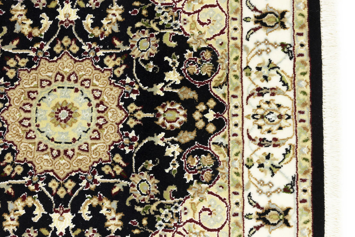 Small Oriental Decor Black Floral 3X3 Indo-Nain
