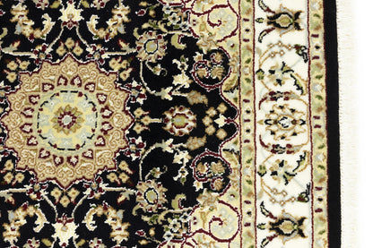 Small Oriental Decor Black Floral 3X3 Indo-Nain