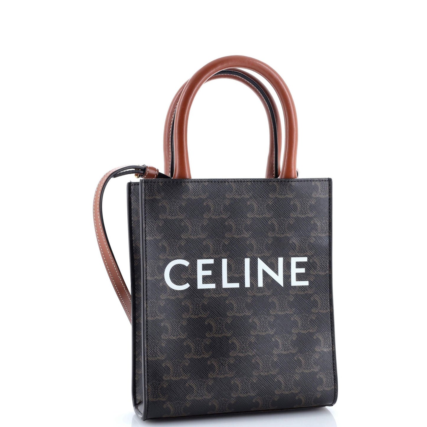 Celine Vertical Cabas Tote Triomphe Coated Canvas Mini