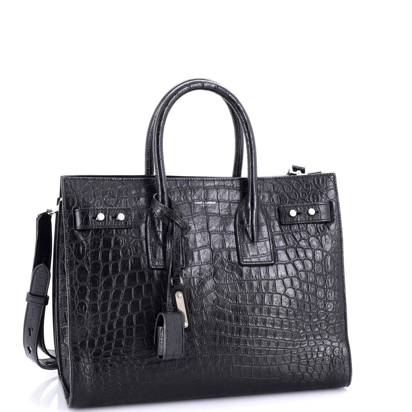 Saint Laurent Sac De Jour Nm Bag Crocodile Embossed Leather Small