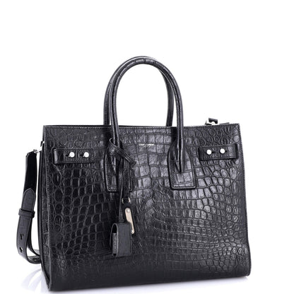 Saint Laurent Sac De Jour Nm Bag Crocodile Embossed Leather Small