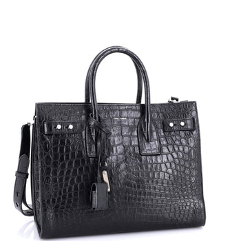 Saint Laurent Sac De Jour Nm Bag Crocodile Embossed Leather Small