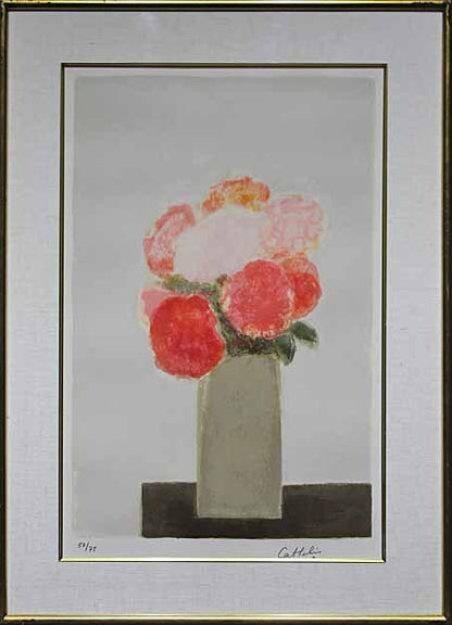 Bernard Cathelin "Pink And Violet Hydrangeas" Original Lithograph Signed Ed75