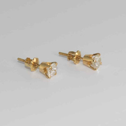 14K Yellow Diamond Stud Earrings 0.75Ct