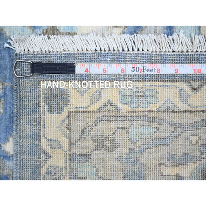 6'2"X8'10" Queen Blue Finer Peshawar Extra Soft Wool Hand Knotted Rug