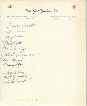 1948 New York Yankees Letterhead Team Signed/Autographed By 11 Berra Hof 167201