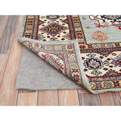9'X11'9" Tempered Gray Afghan Super Kazak Hand Knotted Wool Oriental Rug