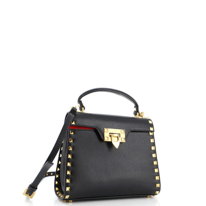 Valentino Garavani Rockstud Alcove Flip Lock Top Handle Bag Leather Small