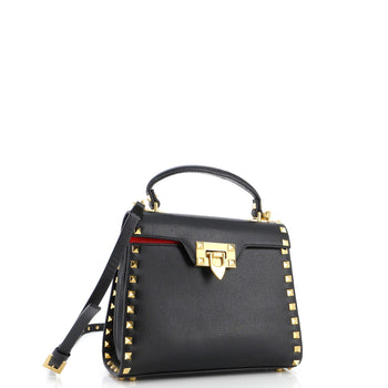 Valentino Garavani Rockstud Alcove Flip Lock Top Handle Bag Leather Small