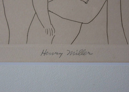 Henry Miller Etching Figure Signed ED 75/ 120 Framed Collectible Print