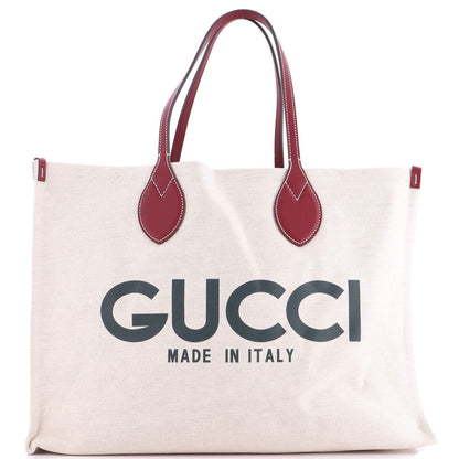 Gucci Logo Shopper Tote Printed Canvas Medium