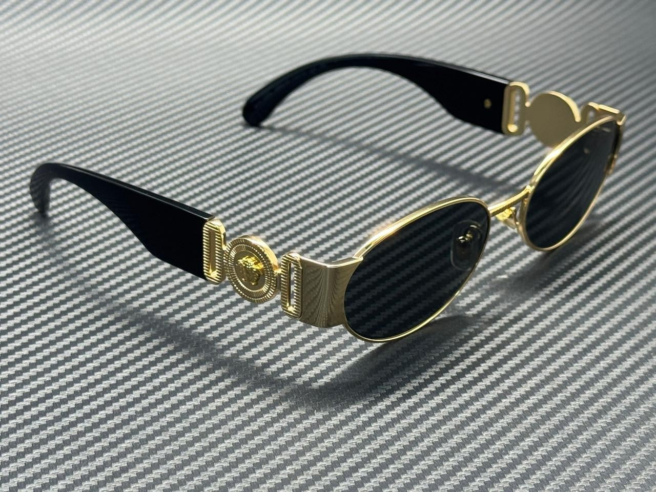 VERSACE VE2299 100287 Gold Dark Grey Men's 56 mm Sunglasses