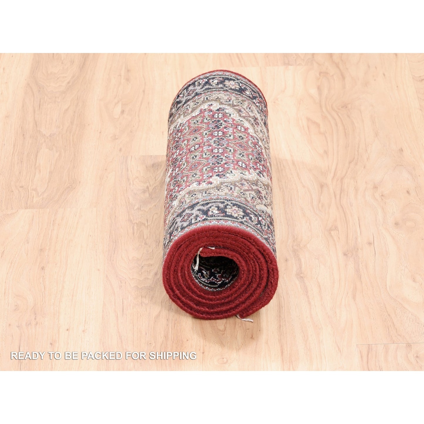 2'X6'1" Wool And Silk Red Tebraz Mahi Fish Design Hand Knotted Runner Rug