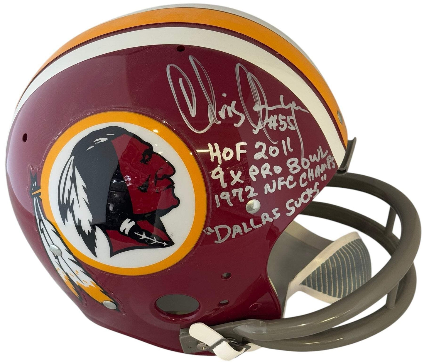 Chris Hanburger Autographed Washington 2 Bar Helmet (Jsa)