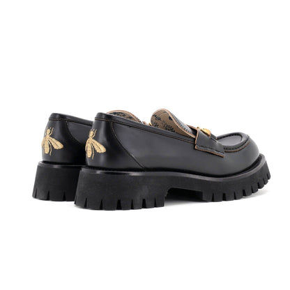 Gucci Women'S Harald Horsebit Loafers Gg Embossed Leather