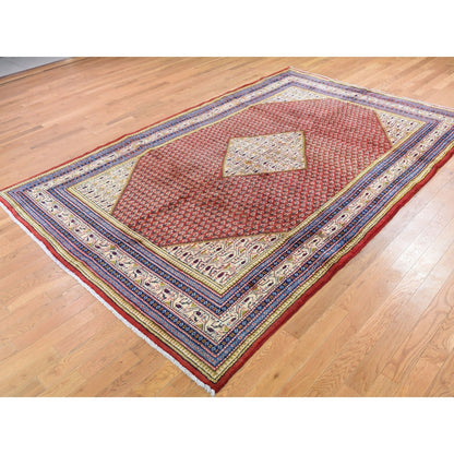6'7"X10'2" Red New Farsian Saroogh Mir Full Pile Handknotted Oriental Rug