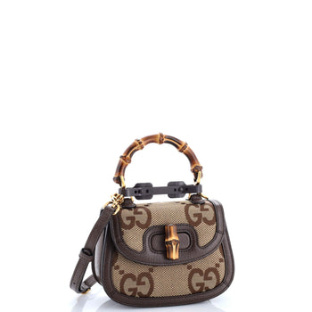 Gucci Bamboo 1947 Top Handle Bag Jumbo Gg Canvas Mini