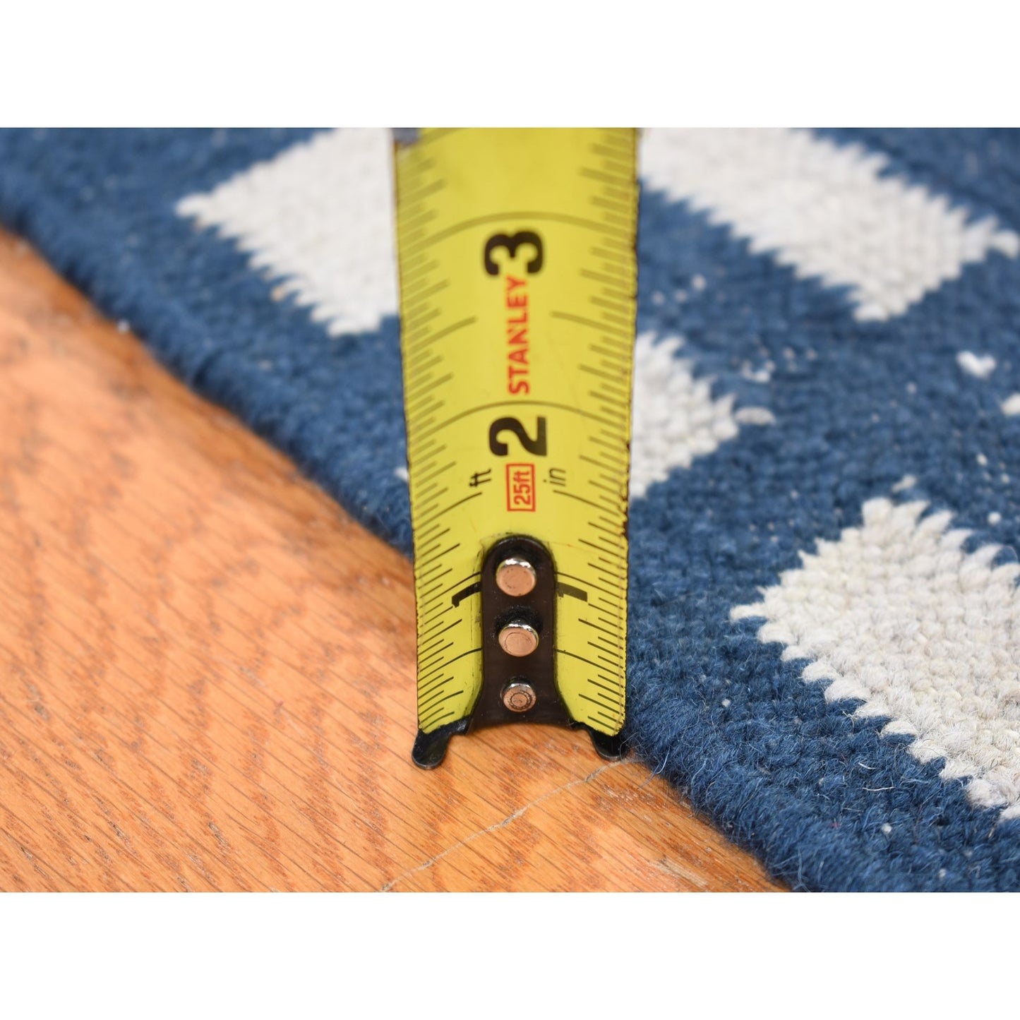 5'2"X7' Yale Blue Kilim Design Flat Weave Hand Woven Organic Wool