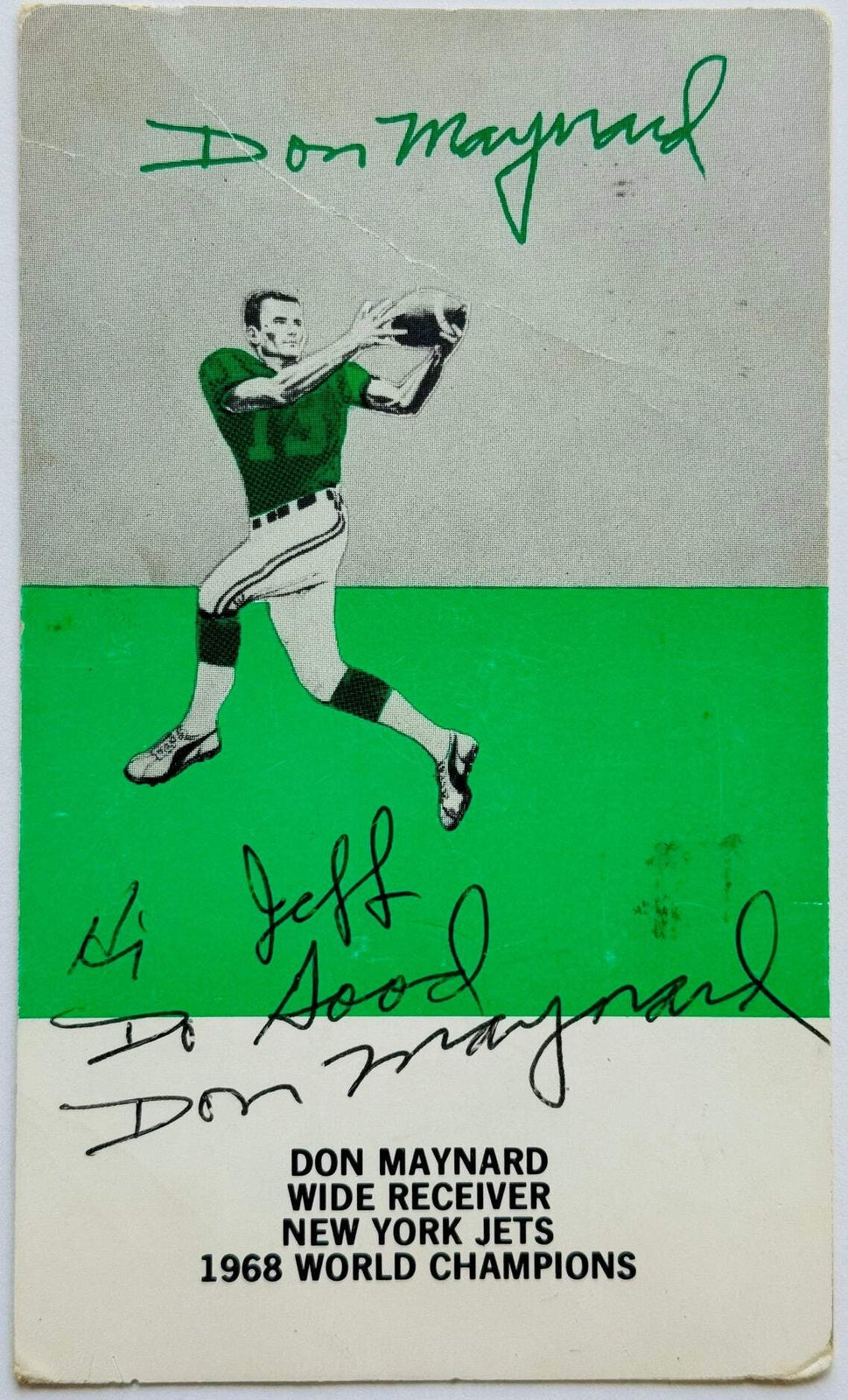 Don Maynard Autographed Football Postcard