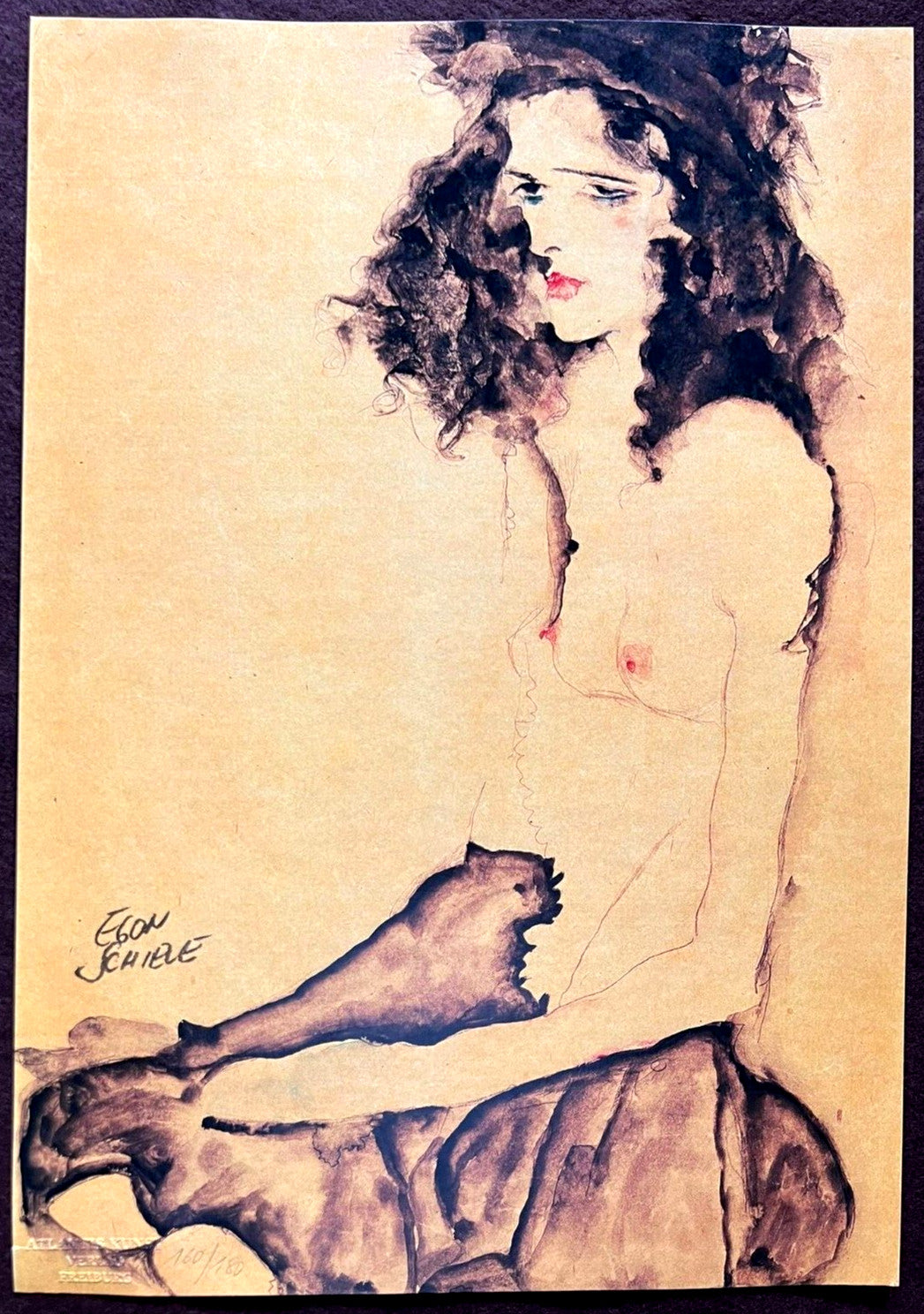 Egon Schiele Lithograph From An Painting Coa Signed In Pen Numbered