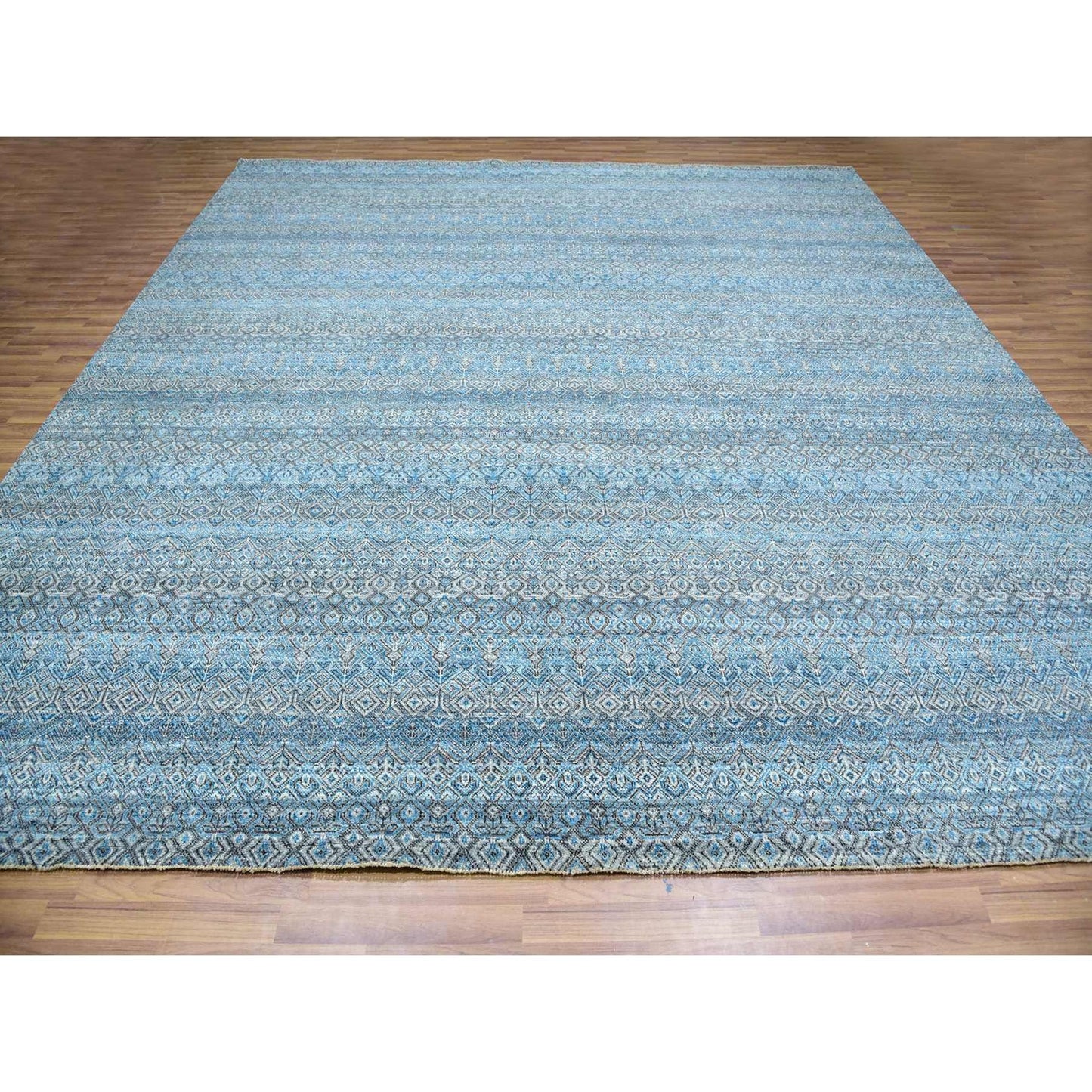 12'X12' Blue 100% Wool Hand Knotted Kohinoor Herrita Design Square Rug