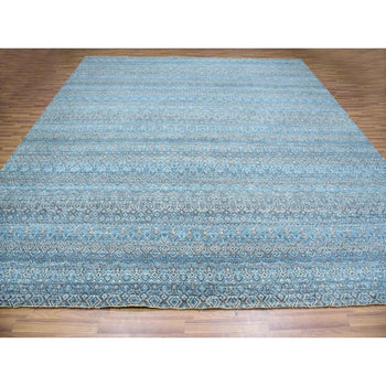 12'X12' Blue 100% Wool Hand Knotted Kohinoor Herrita Design Square Rug