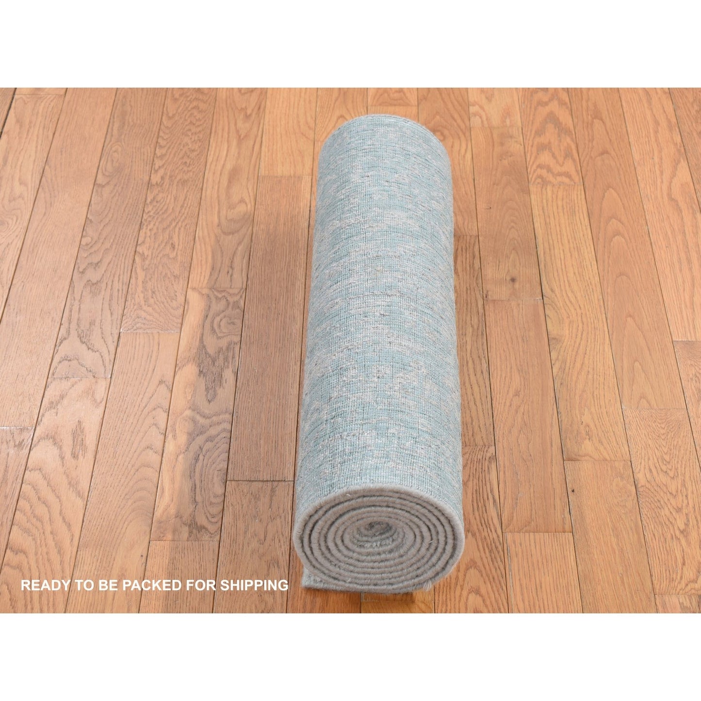 2'5"X10'1" Beige Jacquard Hand Loomed Wool/Silk Tone On Tone Runner Rug