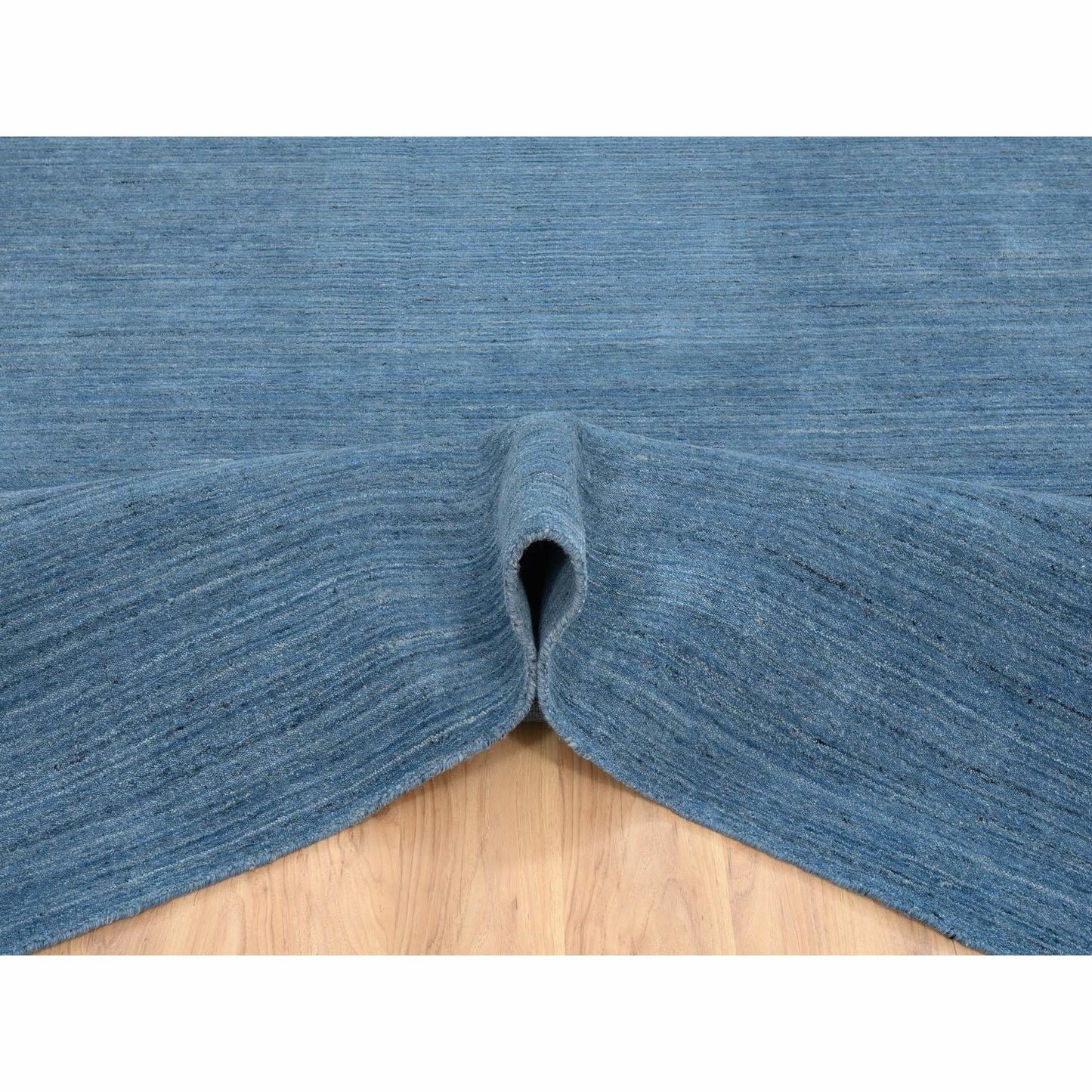 10'X14' Denim Blue Hand Loomed Modern Design Pure Wool Rug