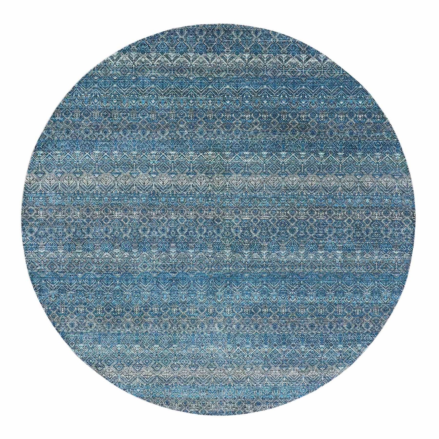 8'X8' Georgian Blue Kohinoor Herrita Design Wool Hand Knotted Round Rug
