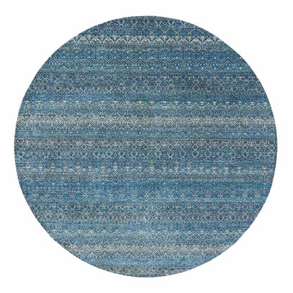 8'X8' Georgian Blue Kohinoor Herrita Design Wool Hand Knotted Round Rug
