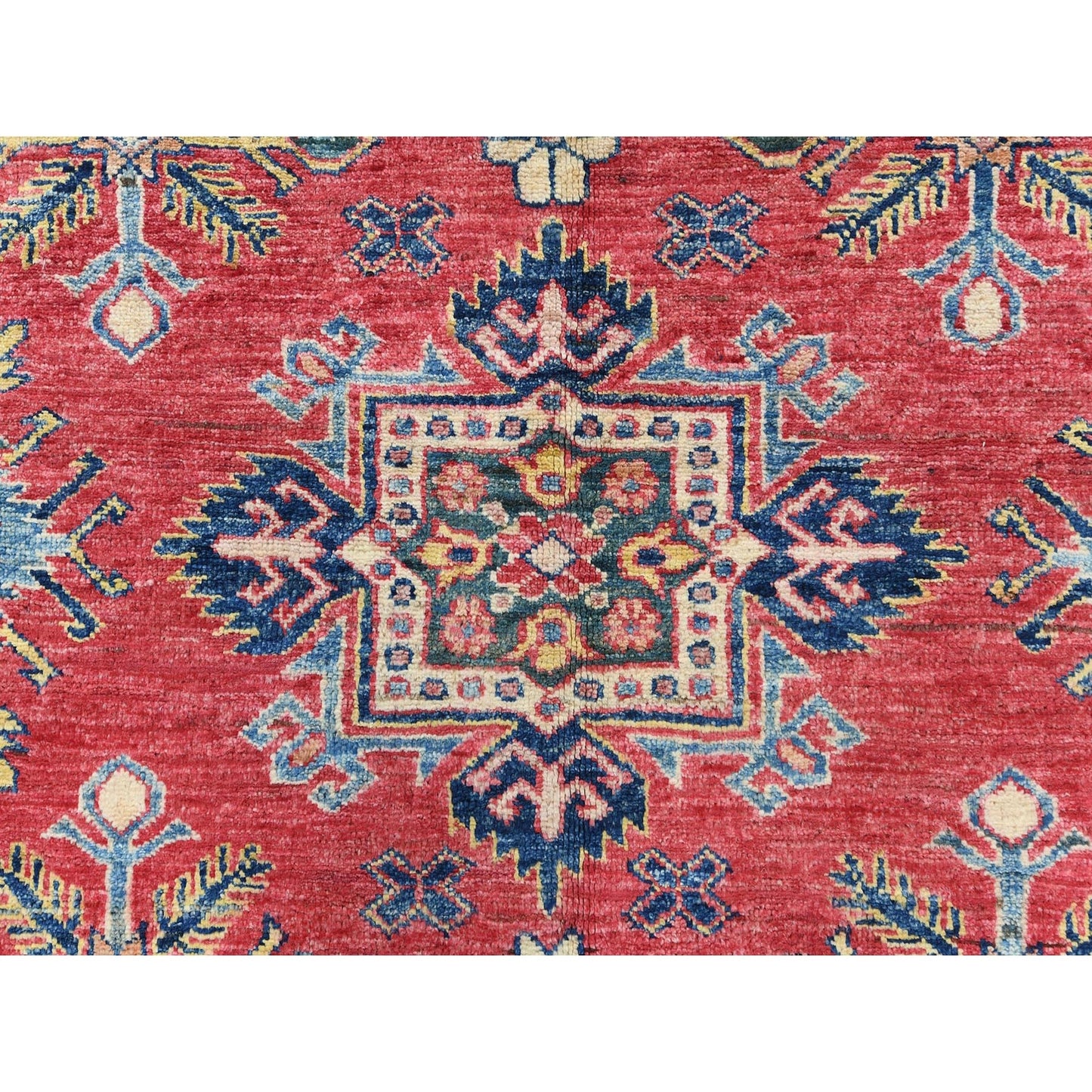 7'10"X10'6" Coral Red Natural Wool Hand Knotted Afghan Super Kazak Rug
