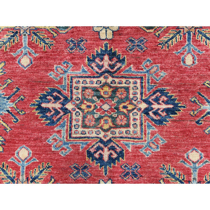 7'10"X10'6" Coral Red Natural Wool Hand Knotted Afghan Super Kazak Rug
