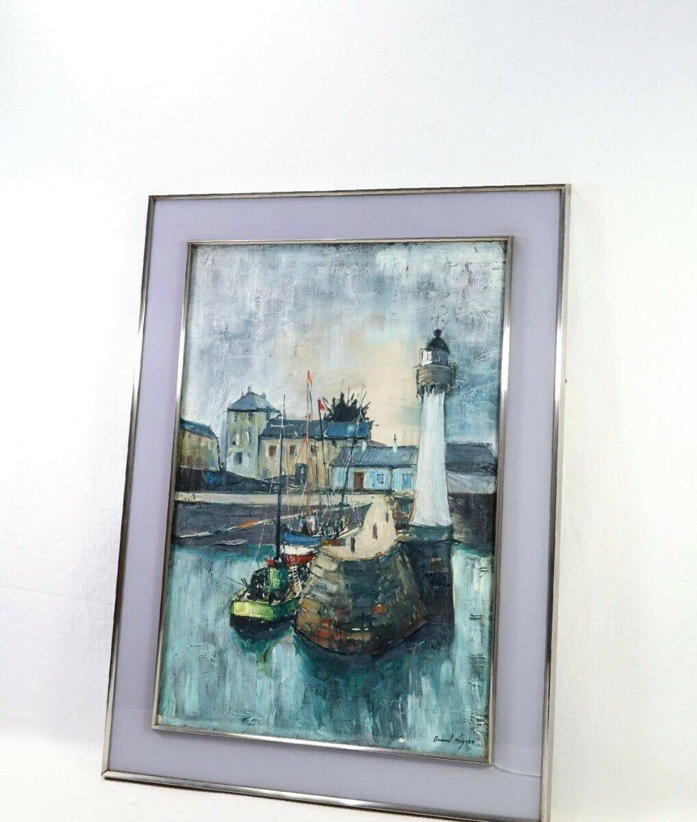 Bernard Lignon (French) Original Painting Oil on Canvas Signed Framed Port