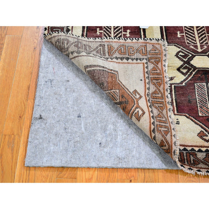 3'7"x6' Old Farsian Gabbeh Signed with Geometric Medallions Hand Made Rug