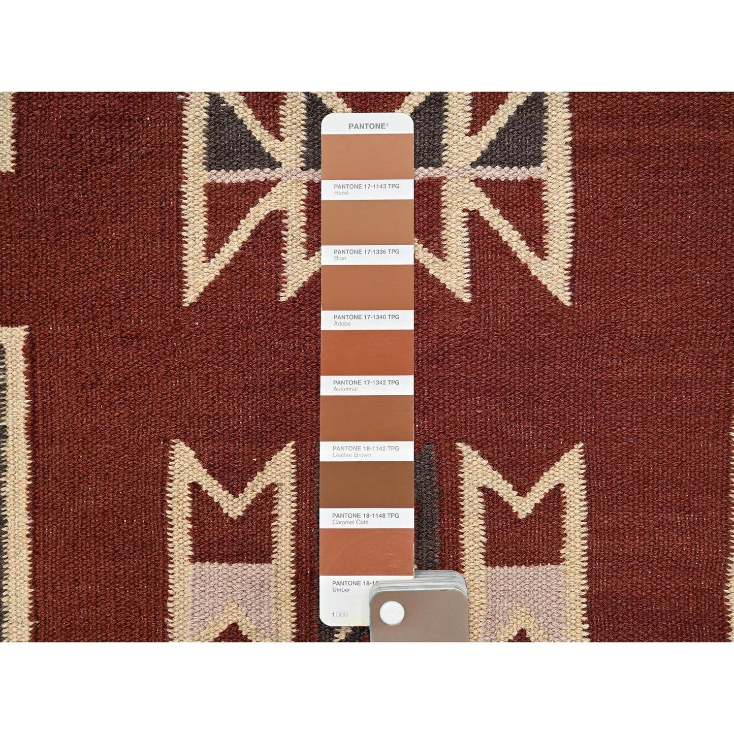 5'2"X7' Brown American Geometric Design Rug Flat Weave Hand Woven Wool