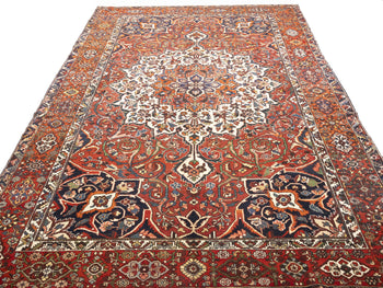 Vintage Red Floral Rug Extra-Large Handmade
