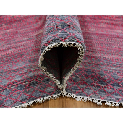 9'4"X12'2" Desire Red Wool Hand Knotted Modern Chiaroscuro Collection Rug