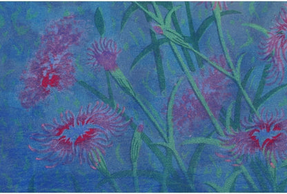 Munenori Makino Nadeshiko No Hana 1989 Japanese Woodblock Print Ap Hand-Signed