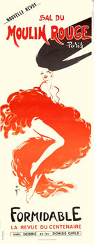 Large Oulin Rouge Formidable Poster Rene Gruau 1980S On Linen Xtra