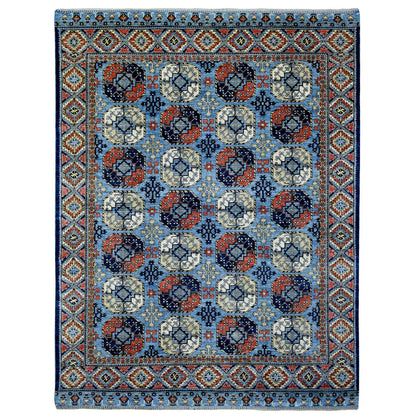 9'8"X12'4" Hand Knotted Blue Afghan Ersari Afghan Wool Oriental Rug