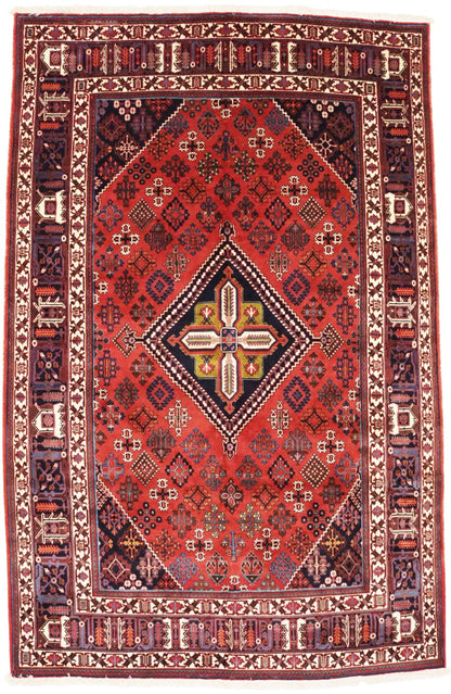 Rug handmade vintage wool oriental carpet 8x12 geometric tribal farmhouse