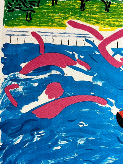 David Hockney "Swimming" Lithograph Coa Signed Numbered By Hand