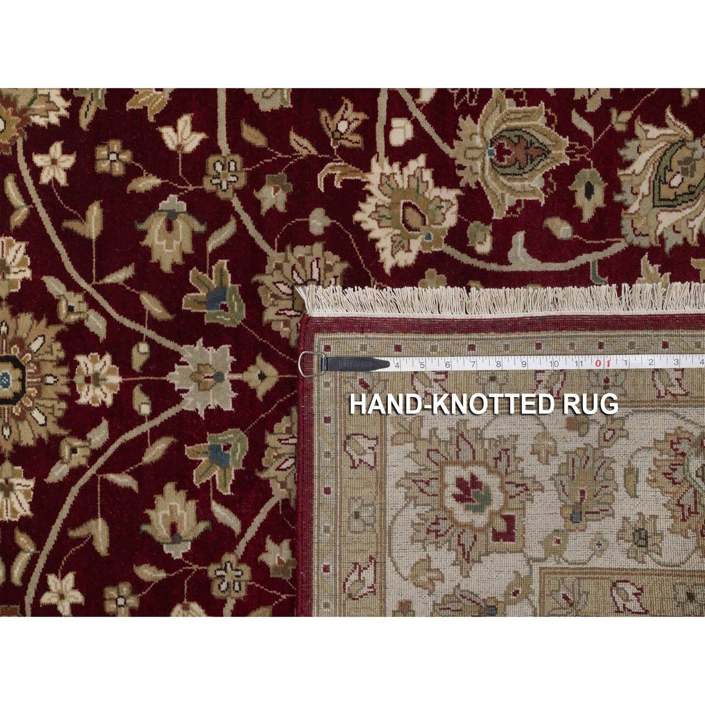 5'9"X8' Merlot Red Hand Knotted Rug Wool And Silk Indo Tebraz 300 Kpsi