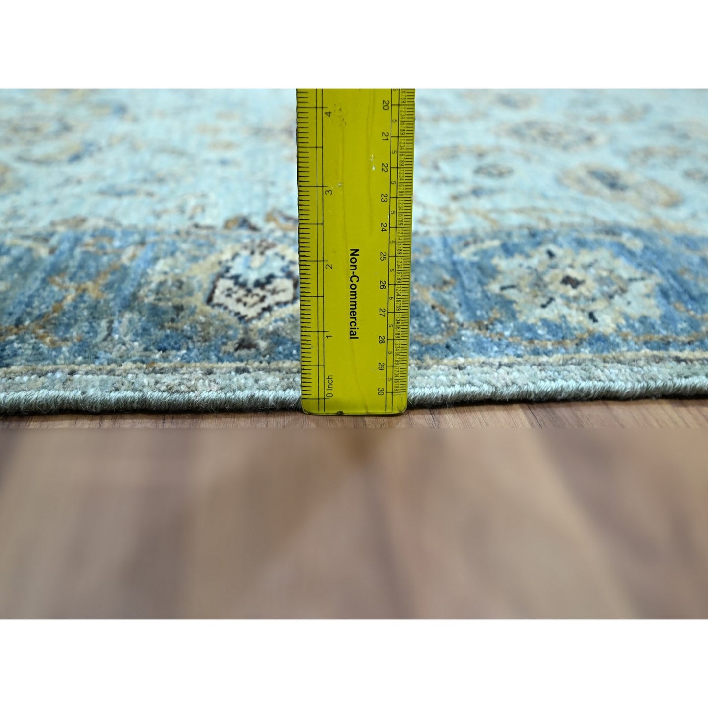 2'7"X25'9" Blue Shah Abbas Flower Design All Wool Hand Knotted Runner Rug