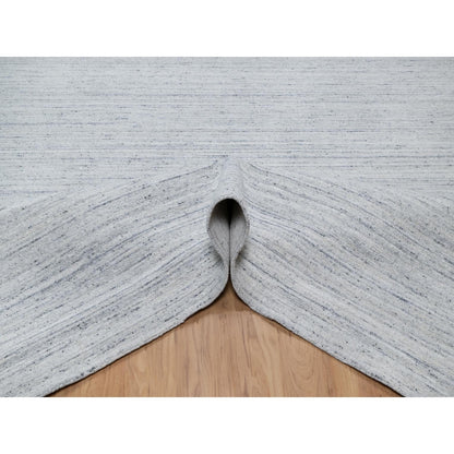 9'X12' Misty Gray Modern Striae Design,Natural Wool Hand Loomed Rug