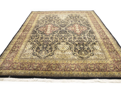 Hand-Knotted Agra Jaipur Oriental Rug Floral