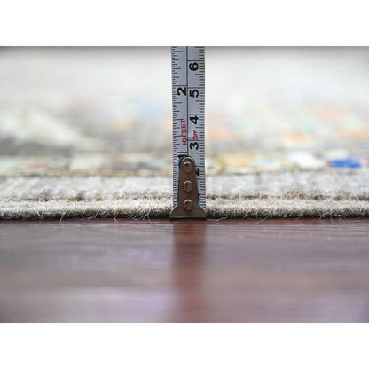 10'X13'4" Stone Gray Peshawar Heris All Over Design Wool Hand Knotted Rug