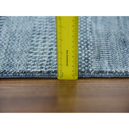 2'10"X10'2" Gray Modern Grass Design Wool/Silk Hand Knotted Runner Rug