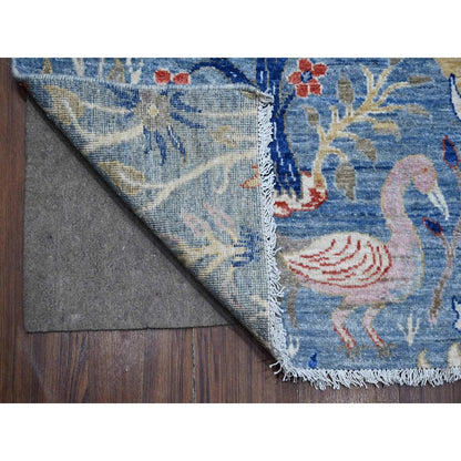 8'1"X16'2" Sea Blue Afghan Peshawar Hand Knotted Gallery Size Runner Rug