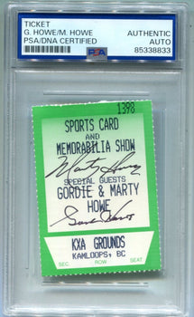 Gordie Howe/Marty Howe Show Ticket Signed Psa